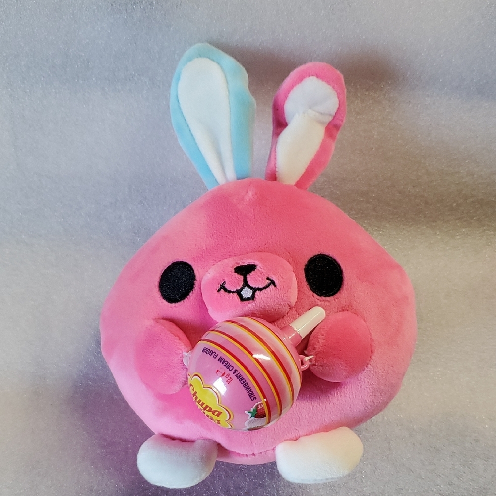 Zuru Snackles Pink Bunny Plush with Chupa Chups Lollipop